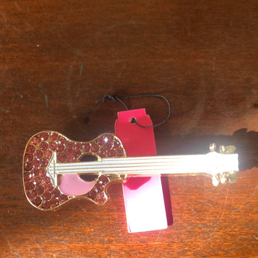 Crystal guitar brooch. New w/tags